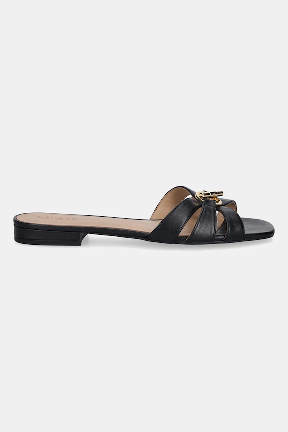 Kožne natikače Lauren Ralph Lauren Blike Slide 802982875002.001 crna SS26