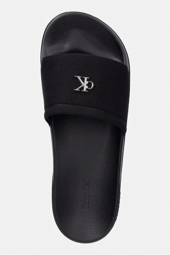 Calvin Klein šľapky dámske ESS SLIDE CANVAS HDW čierna HW0HW02960