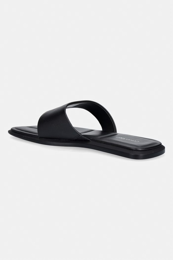 Încălțăminte Calvin Klein șlapi pentru femei, din piele FLAT SANDAL THONG LTH HW0HW02866 negru