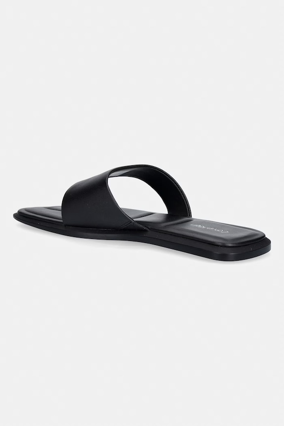 Încălțăminte Calvin Klein șlapi pentru femei, din piele FLAT SANDAL THONG LTH HW0HW02866 negru