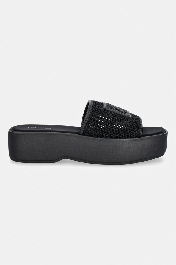 Calvin Klein klapki damskie FLATFORM SNDL MESH HW0HW02877 czarny SS26