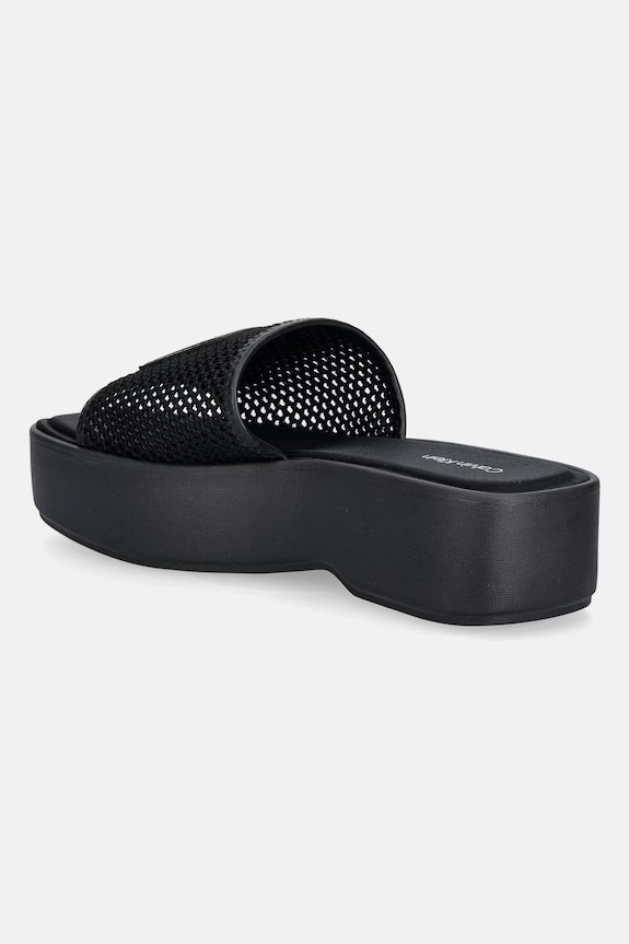 Obuwie Calvin Klein klapki damskie FLATFORM SNDL MESH HW0HW02877 czarny