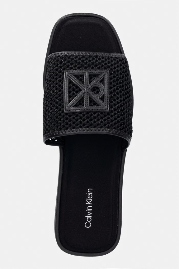 Calvin Klein klapki damskie FLATFORM SNDL MESH czarny HW0HW02877