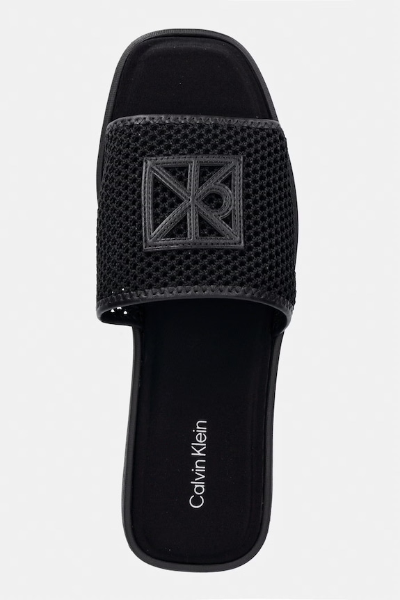 Calvin Klein klapki damskie FLATFORM SNDL MESH czarny HW0HW02877