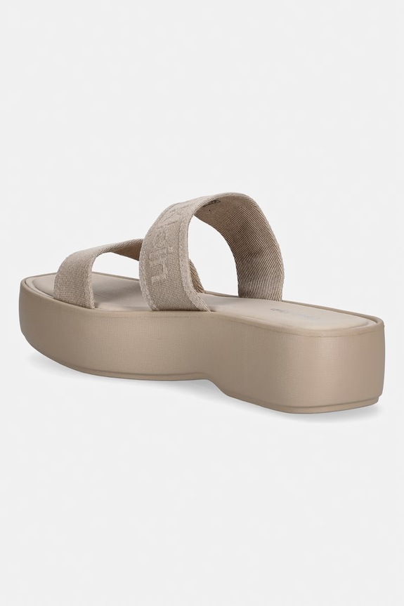 Obuća Calvin Klein natikače ženske FLATFORM SNDL WEBBING HW0HW02878 bež