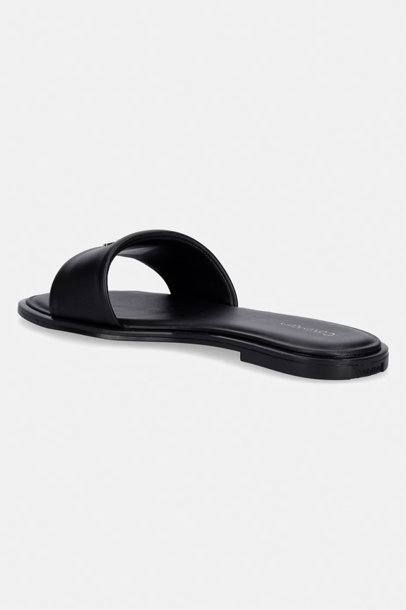Obuća Calvin Klein natikače za žene od kože ROUND FLAT SNDL LTH BAR HW 2 HW0HW02925 crna