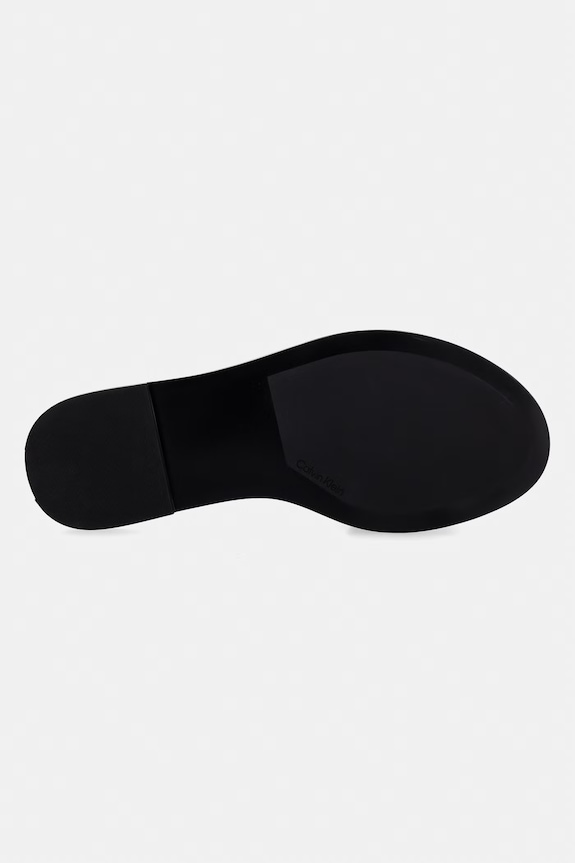 Calvin Klein natikače za žene od kože ROUND FLAT SNDL LTH BAR HW 2 HW0HW02925 crna