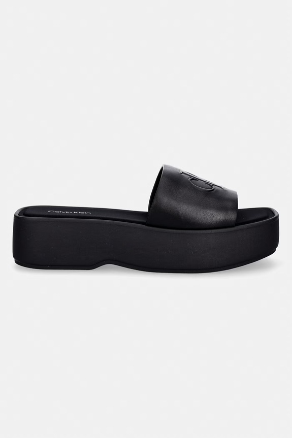 Calvin Klein női bőr papucs FLATF SNDL LTH MG HW0HW03026 fekete SS26