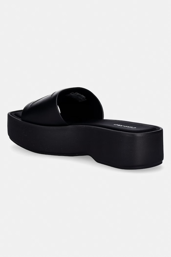 Cipők Calvin Klein női bőr papucs FLATF SNDL LTH MG HW0HW03026 fekete