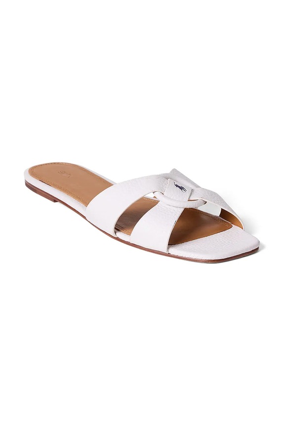Kožené pantofle Polo Ralph Lauren Plo Rng Br Sandal 818955858004.100 bílá SS26
