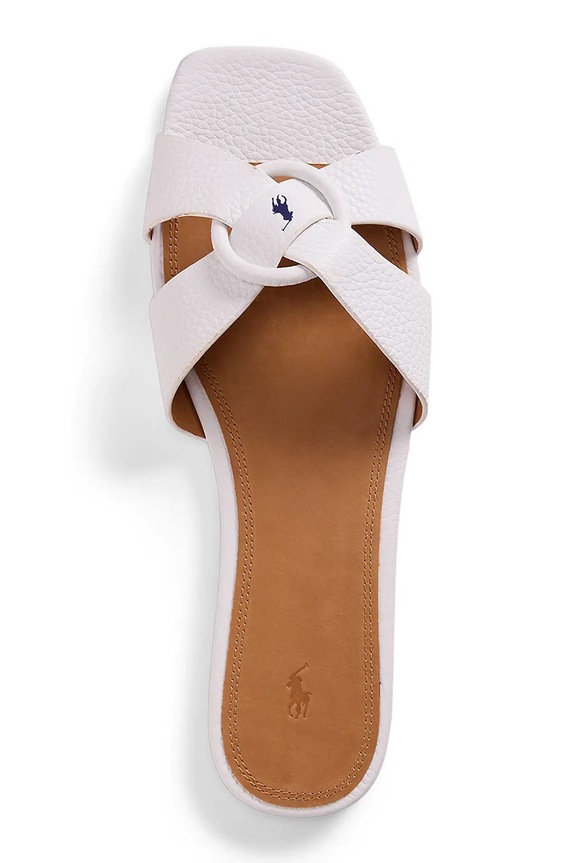 Kožené pantofle Polo Ralph Lauren Plo Rng Br Sandal bílá 818955858004.100