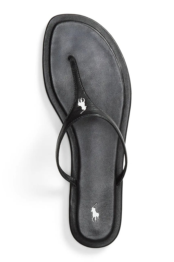 Polo Ralph Lauren șlapi de piele Ply Thng Snd negru 818P01594001.001