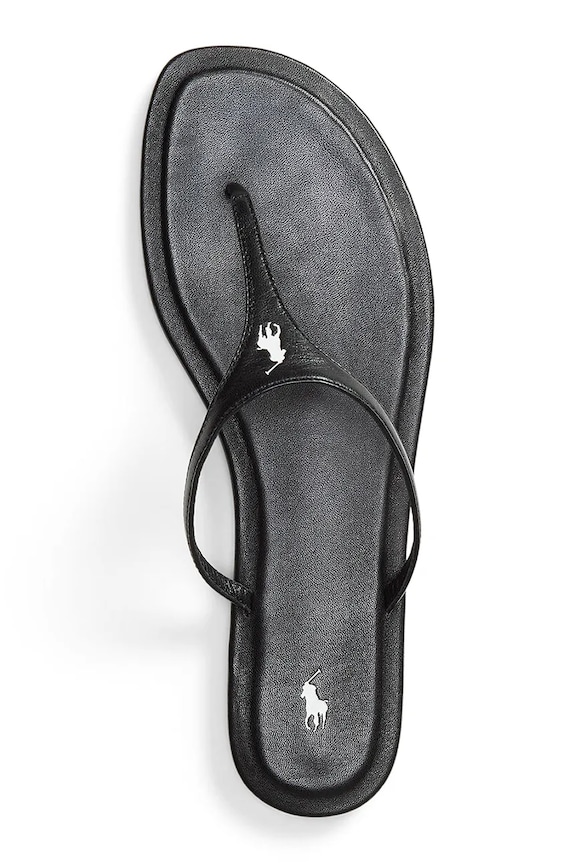 Polo Ralph Lauren șlapi de piele Ply Thng Snd negru 818P01594001.001