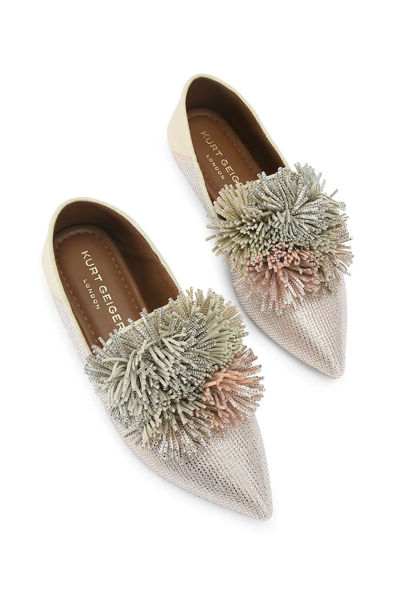 Kurt Geiger London velúr mokaszin Pom Pom Point Slip On 5388365209 bézs SS26