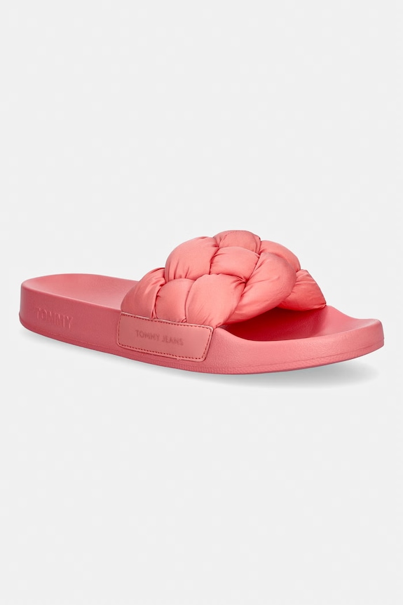 Tommy Jeans klapki damskie TJW BRAIDED SLIDES różowy EN0EN02975