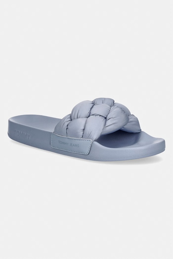 Tommy Jeans klapki damskie TJW BRAIDED SLIDES niebieski EN0EN02975