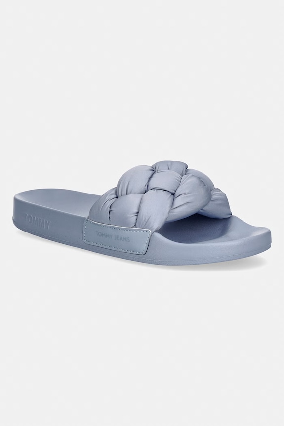 Tommy Jeans klapki damskie TJW BRAIDED SLIDES niebieski EN0EN02975