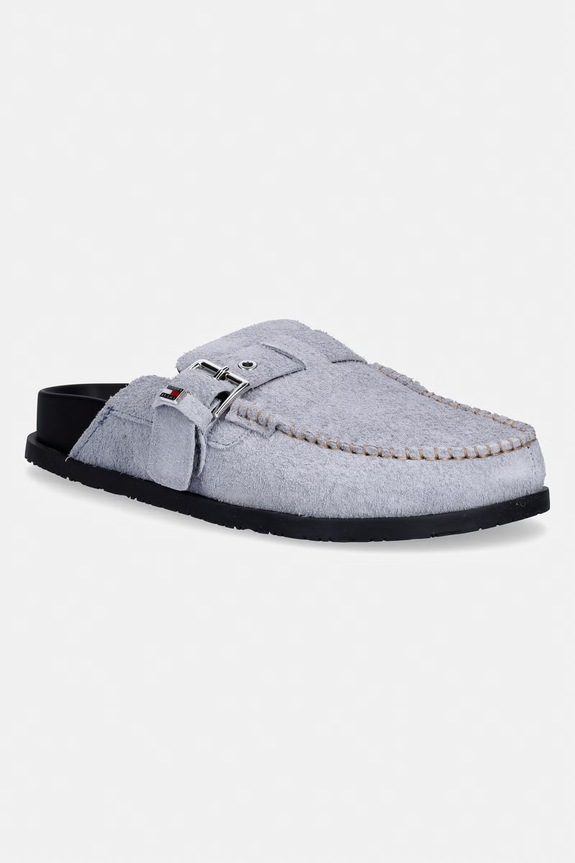 Tommy Jeans σαγιονάρες γυναικεία σουέτ mules TJW COMFORT SUEDE MULE μπλε EN0EN03038