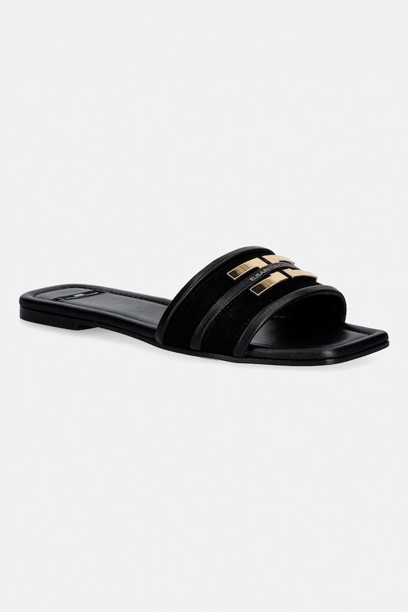 Elisabetta Franchi papuci din piele piele negru SA72L61E2.110