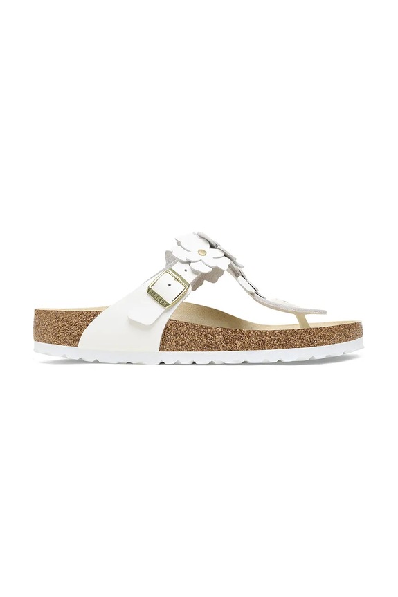 Birkenstock șlapi de damă din piele Gizeh piele întoarsă alb 1026735
