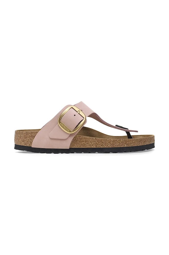 Birkenstock japanke za žene od nubuka Gizeh Big Buckle bez potpetice roza 1027095