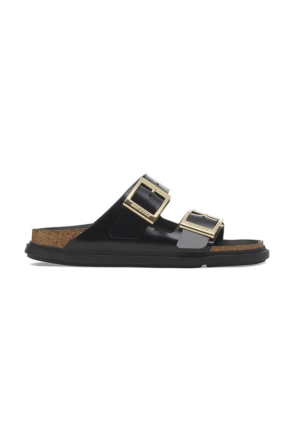 Birkenstock σαγιονάρες Γυναικεία δερμάτινες Arizona φλατ μαύρο 1029364