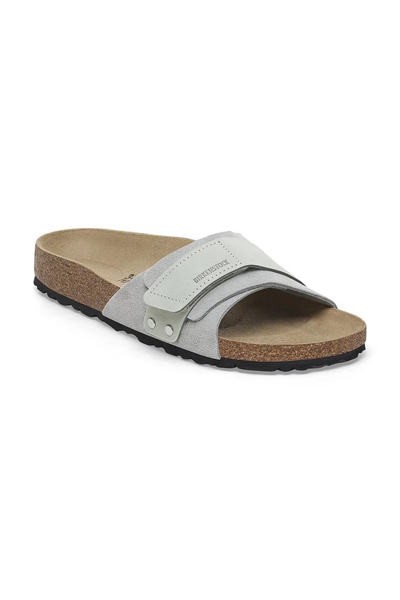 Birkenstock papuci cu toc plat de damă din piele întoarsă Oita 1029418 albastru SS26