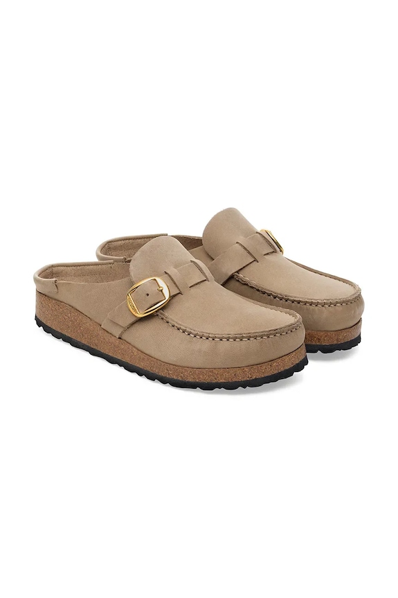 Obuwie Birkenstock klapki mules damskie zamszowe Buckley 1030443 beżowy