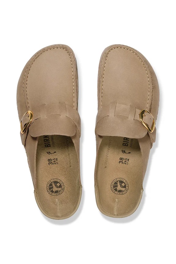 Birkenstock klapki mules damskie zamszowe Buckley 1030443 beżowy