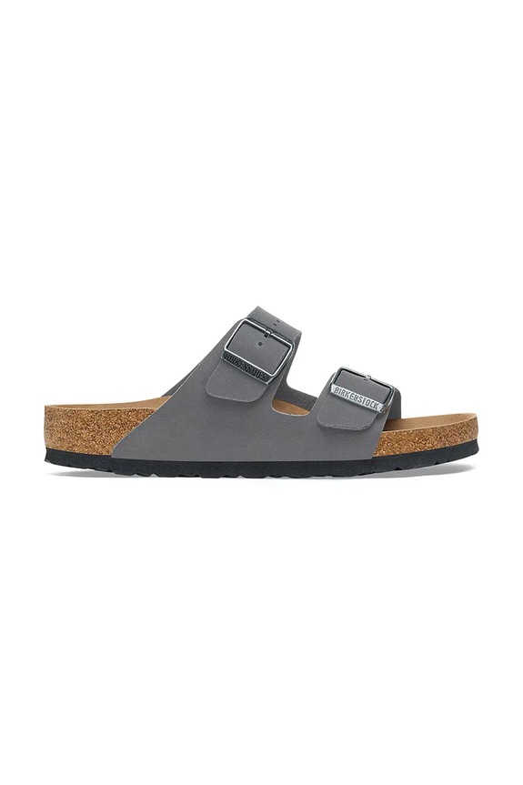 Birkenstock Arizona Vegan klapki na płaskim obcasie damskie imitacja skóry licowej szary 1030572.N