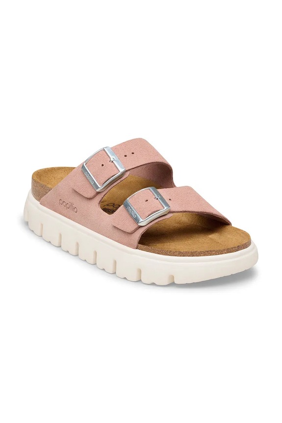 Birkenstock papuci pentru femei, din piele întoarsă Arizona Chunky Birkenstock x Papillio 1031254 roz SS26