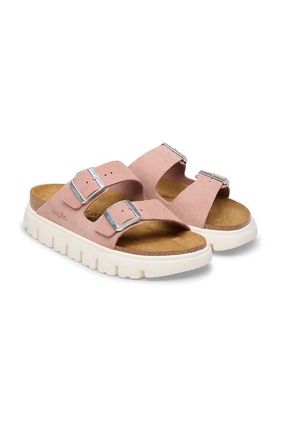 Încălțăminte Birkenstock papuci pentru femei, din piele întoarsă Arizona Chunky Birkenstock x Papillio 1031254 roz