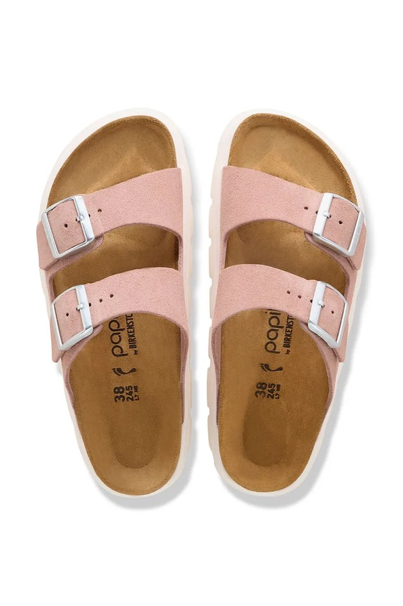 Birkenstock papuci pentru femei, din piele întoarsă Arizona Chunky Birkenstock x Papillio 1031254 roz