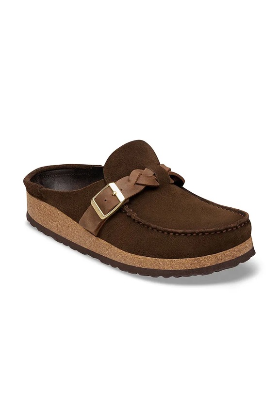 Birkenstock klapki mules damskie zamszowe Buckley 1031435 brązowy SS26
