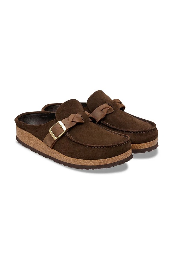 Obuwie Birkenstock klapki mules damskie zamszowe Buckley 1031435 brązowy