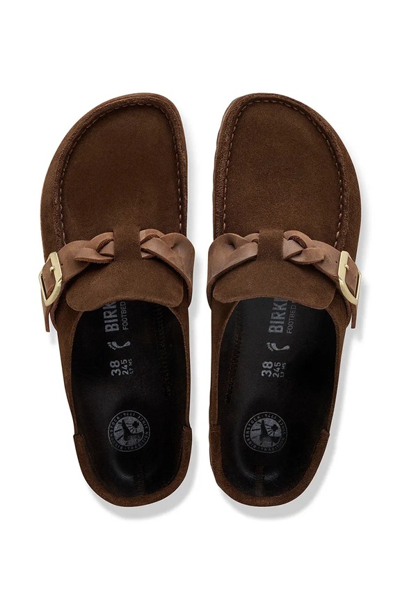 Birkenstock klapki mules damskie zamszowe Buckley brązowy 1031435
