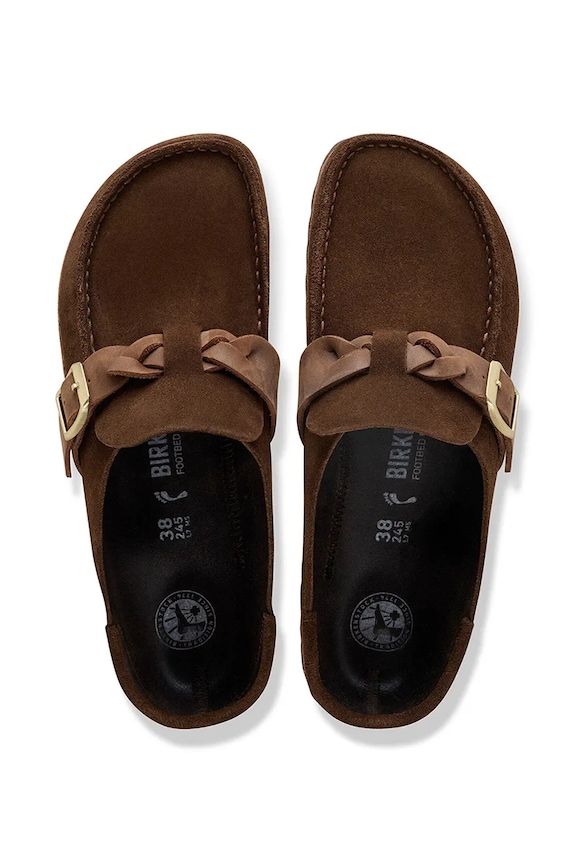 Birkenstock klapki mules damskie zamszowe Buckley brązowy 1031435