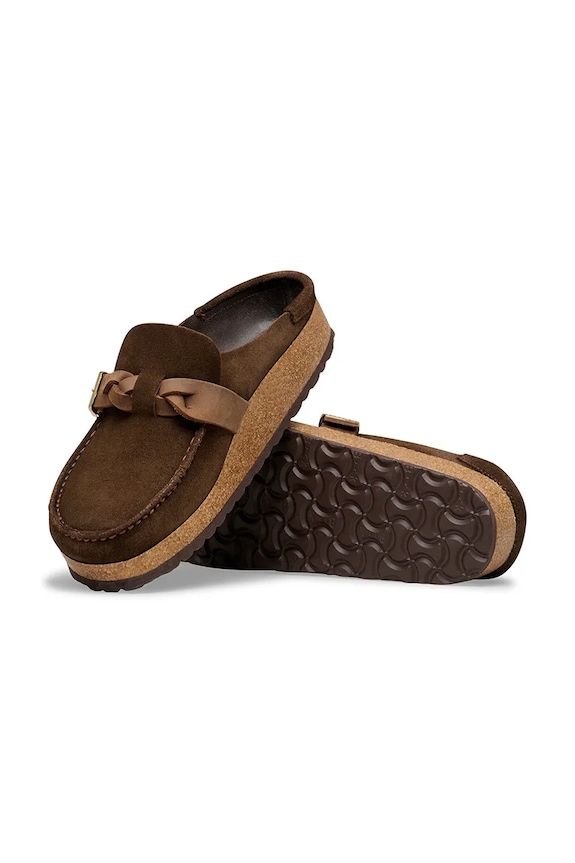 Birkenstock klapki mules damskie zamszowe Buckley 1031435 brązowy