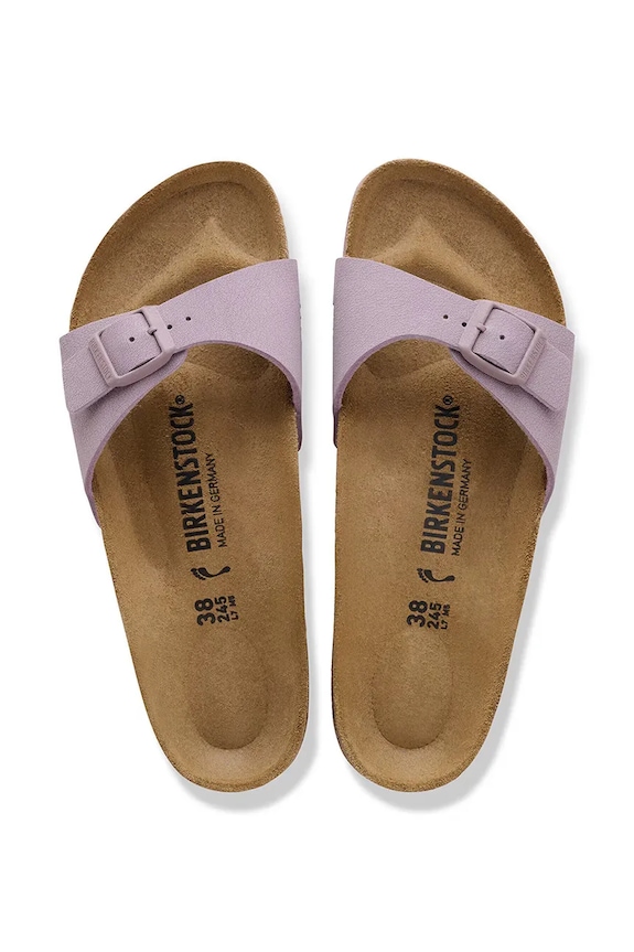Birkenstock klapki na płaskim obcasie damskie Madrid 1031464 fioletowy