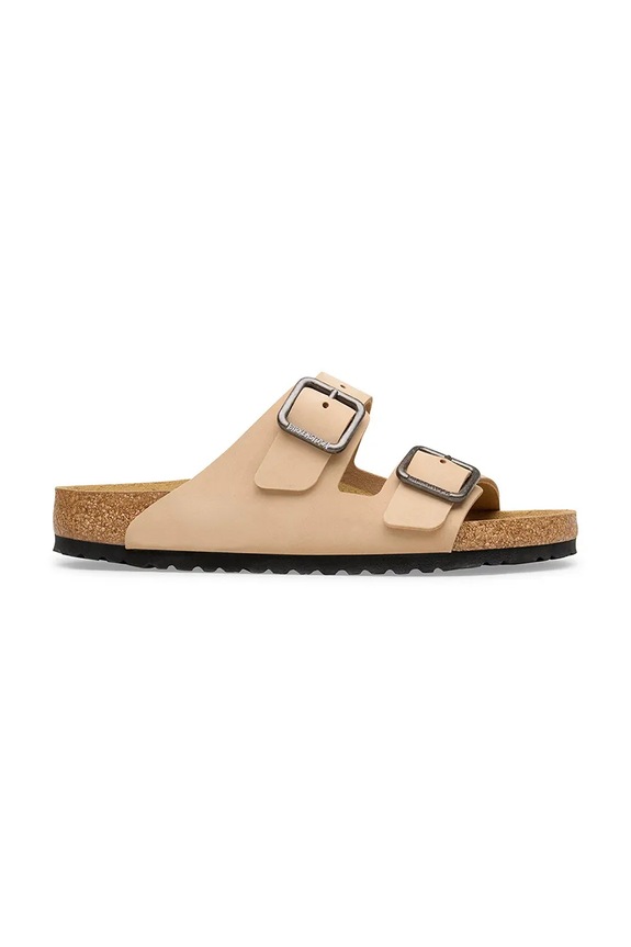 Birkenstock klapki damskie skórzane Arizona płaski beżowy 1031579