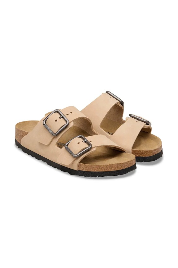 Obuwie Birkenstock klapki damskie skórzane Arizona 1031579 beżowy