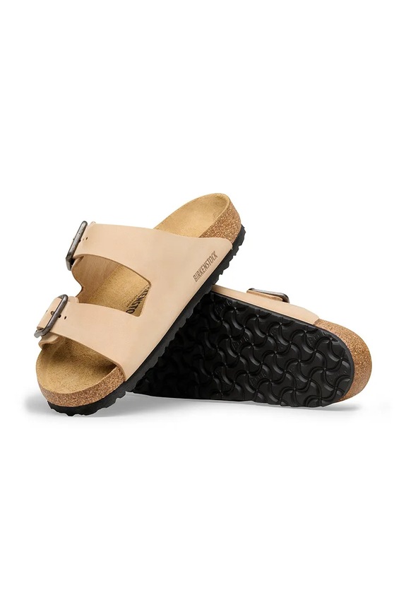 Birkenstock klapki damskie skórzane Arizona beżowy 1031579