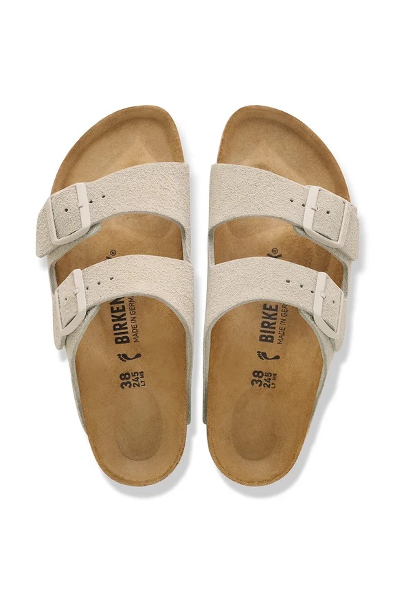 Birkenstock papuci de damă din piele întoarsă Arizona bej 1031645