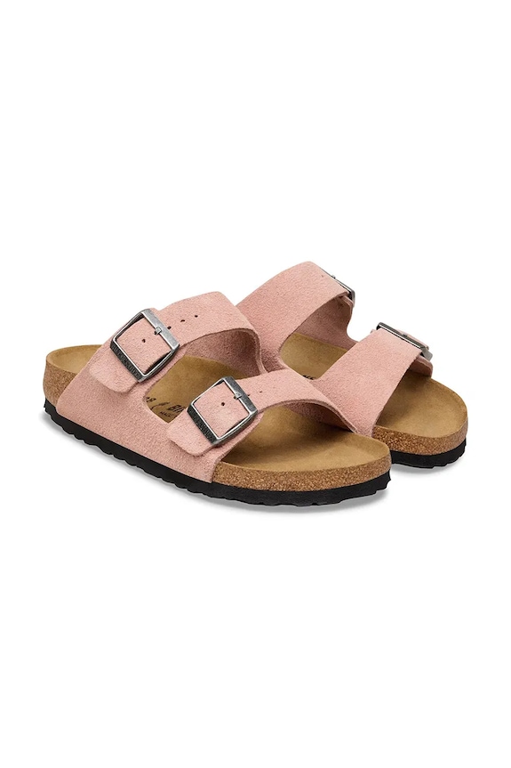 Încălțăminte Birkenstock Arizona papuci pentru femei din piele întoarsă 1031651 roz