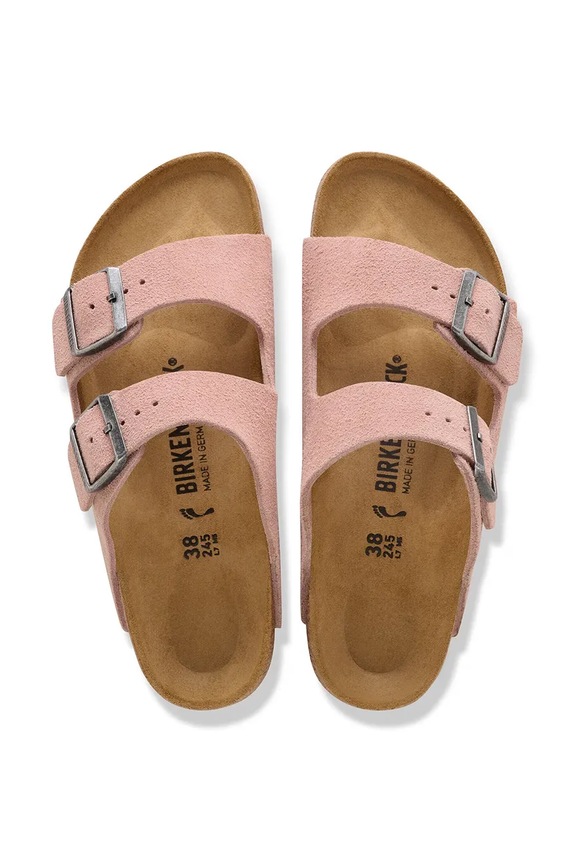 Birkenstock Arizona papuci pentru femei din piele întoarsă roz 1031651