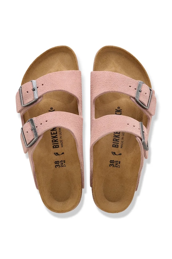 Birkenstock Arizona papuci pentru femei din piele întoarsă roz 1031651