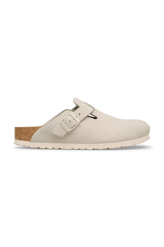 Birkenstock Boston papuci mocasini pentru femei din piele întoarsă plat bej 1031662