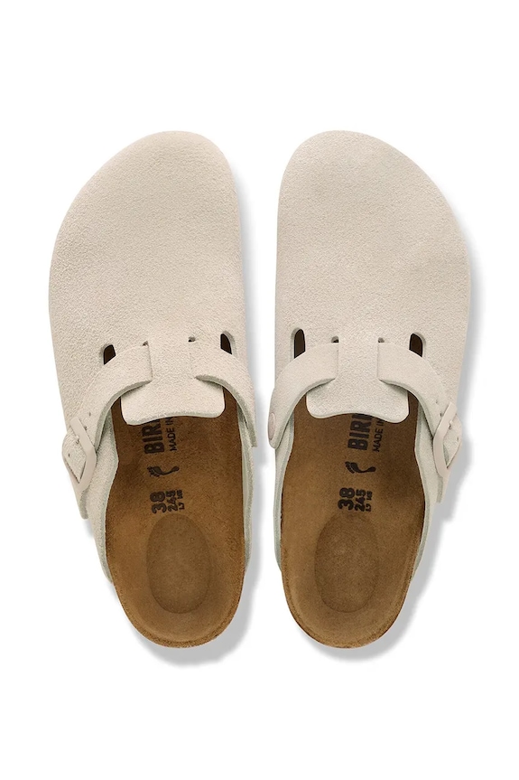 Birkenstock Boston papuci mocasini pentru femei din piele întoarsă bej 1031662
