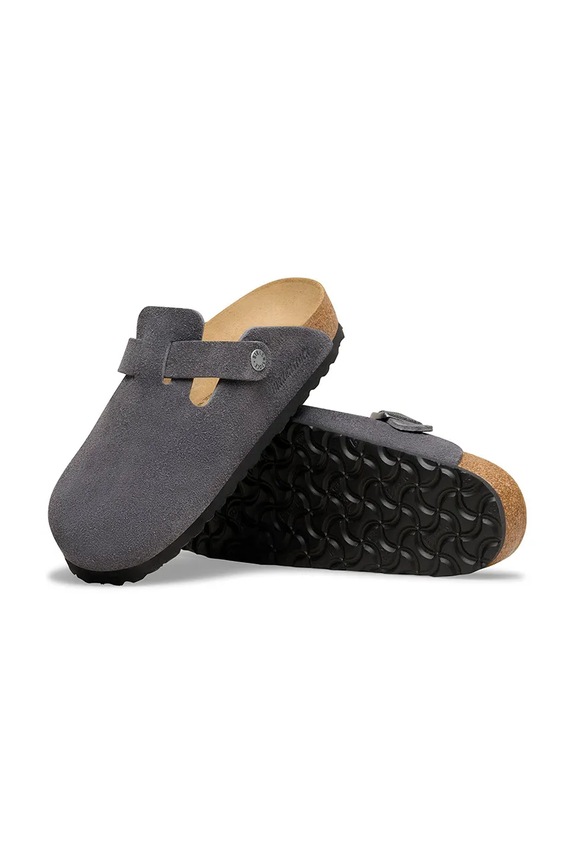 Birkenstock Boston papuci mocasini pentru femei din piele întoarsă 1031678.N gri
