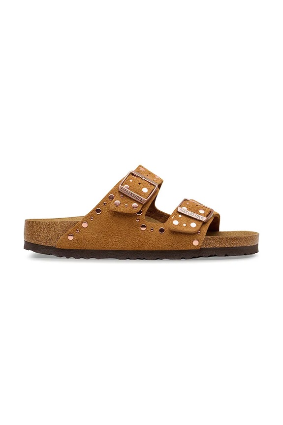 Birkenstock papucs lapos sarkú női velúr velúr bőr barna 1031731